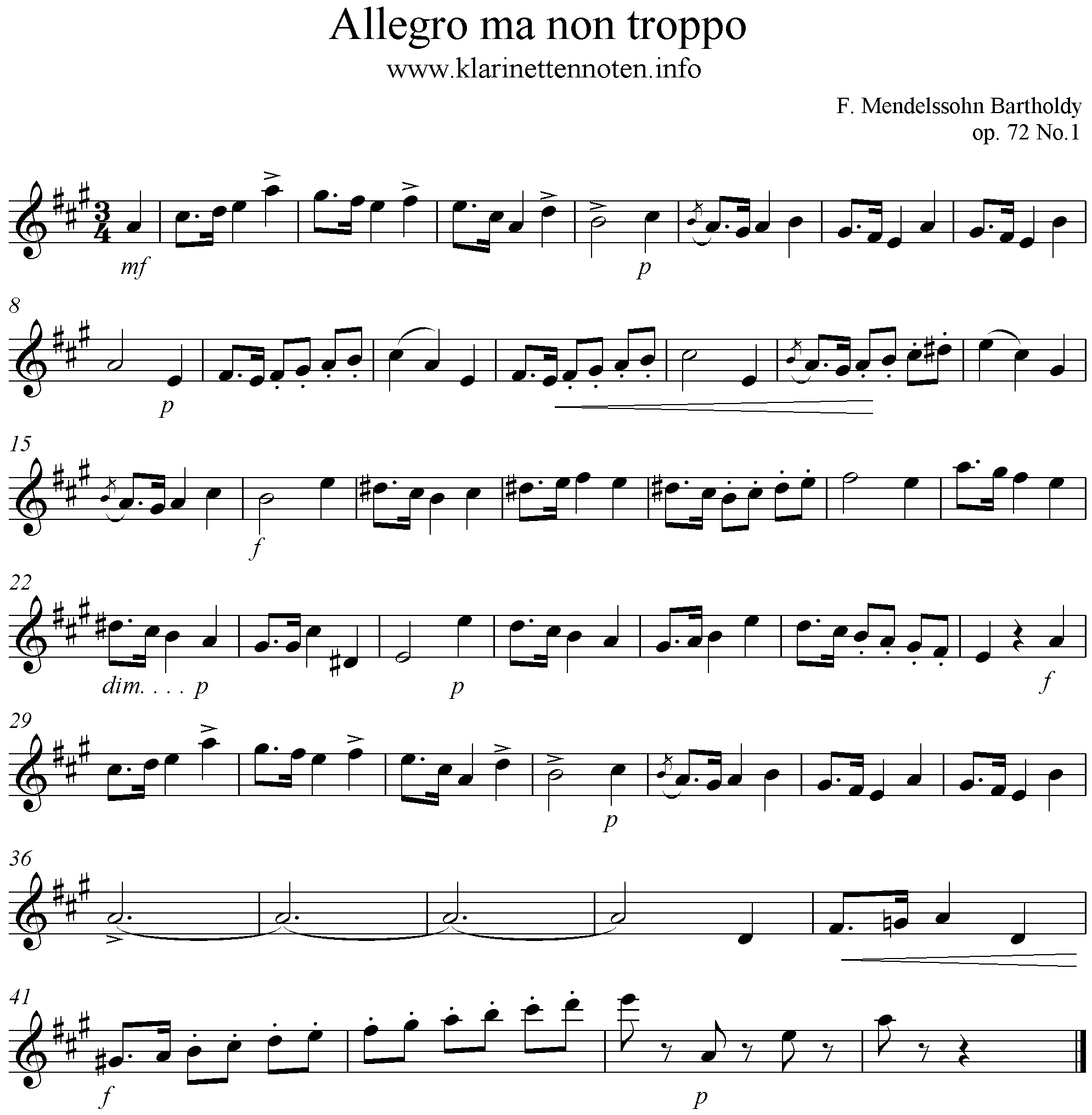 Allegro ma non tropp, op 72/1, Christmas pieces, Mendelssohn Bartholdy